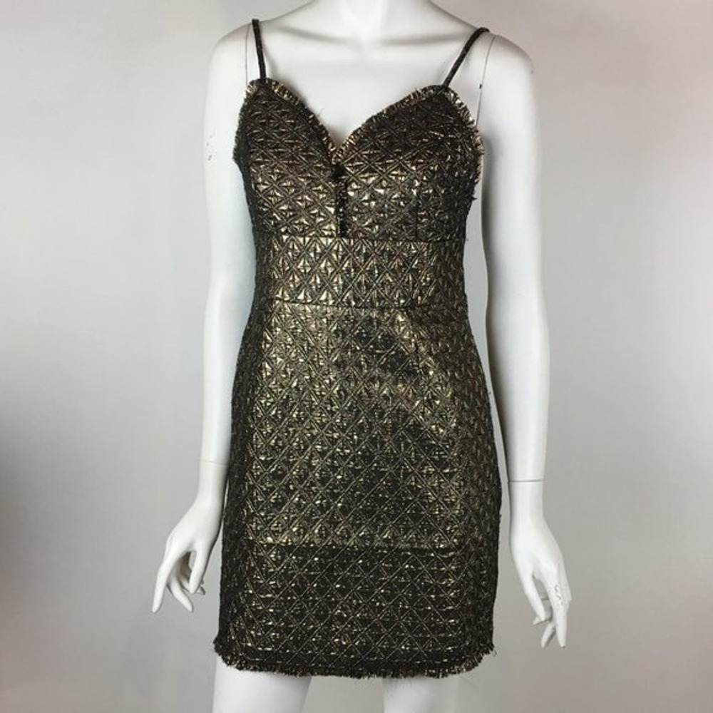 Romeo + Juliet Couture Metallic‎ Sparkly Gold Dress Medium New - Picture 3 of 8
